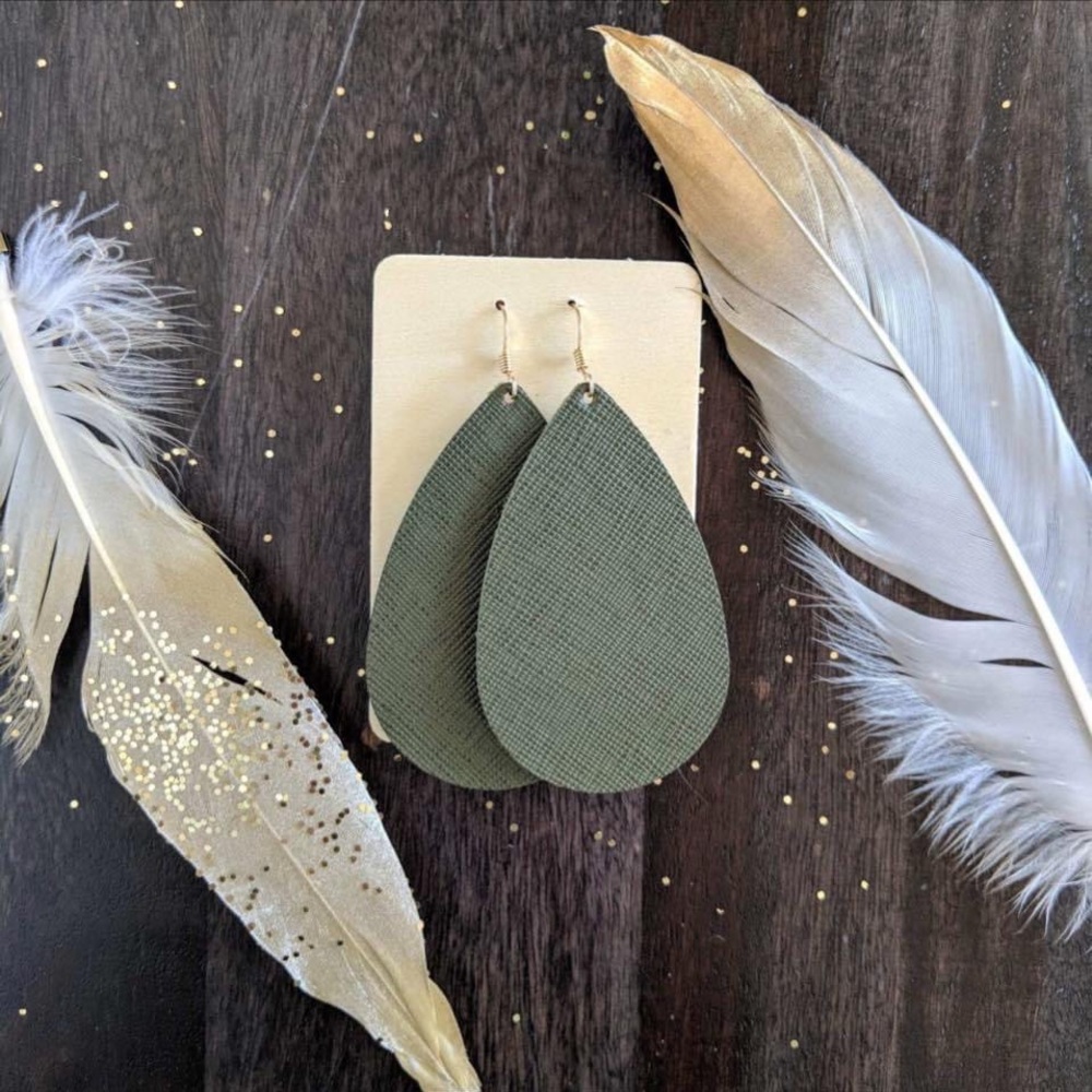 Nickel & Suede Green Fatigue Teardrops